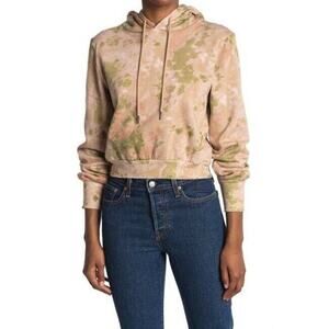 AFRM NEW $59 Blush Olive Tie-Dye Long Sleeve Cropped Hoodie Small
